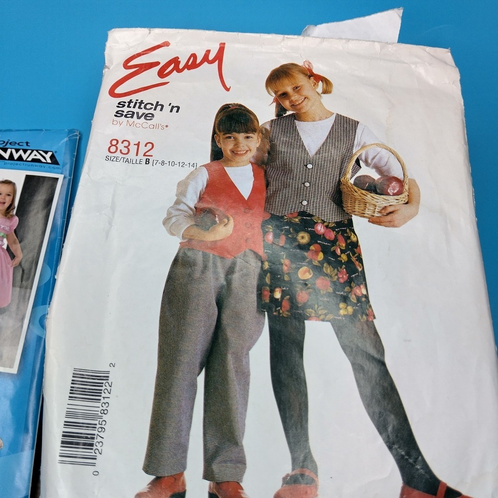 Vintage Girls Sewing Pattern Lot Simplicity McCalls Dresses Jumpers Crafts Size - Picture 3 of 11